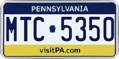 PA license plate MTC5350