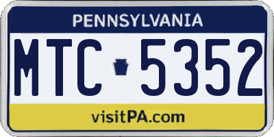 PA license plate MTC5352