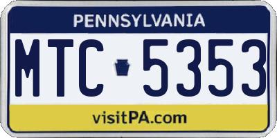 PA license plate MTC5353