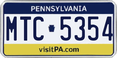 PA license plate MTC5354