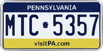 PA license plate MTC5357