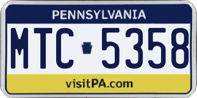 PA license plate MTC5358