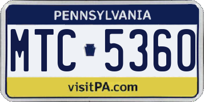PA license plate MTC5360