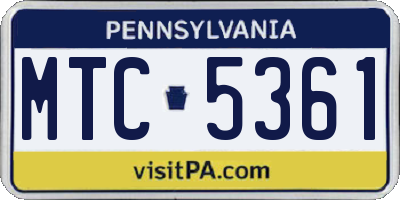 PA license plate MTC5361