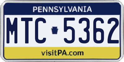 PA license plate MTC5362