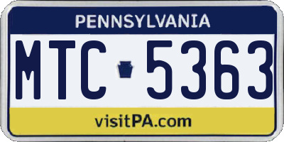 PA license plate MTC5363