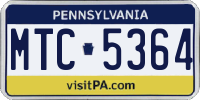 PA license plate MTC5364