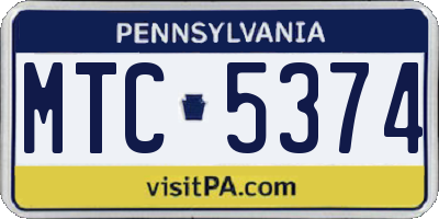 PA license plate MTC5374