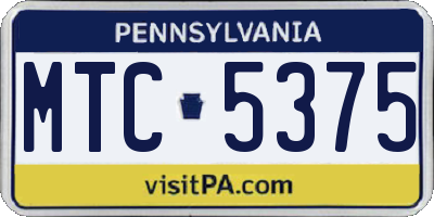 PA license plate MTC5375
