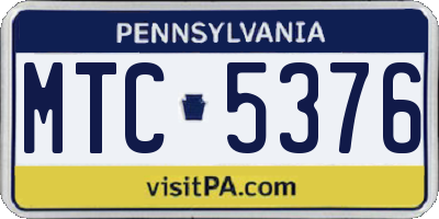 PA license plate MTC5376