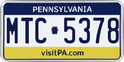 PA license plate MTC5378