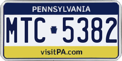 PA license plate MTC5382