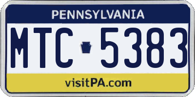 PA license plate MTC5383