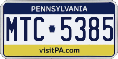 PA license plate MTC5385