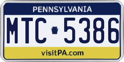 PA license plate MTC5386