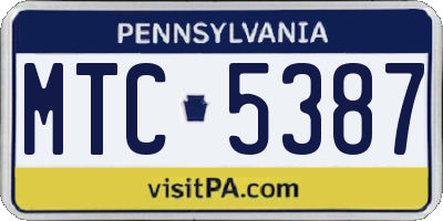 PA license plate MTC5387