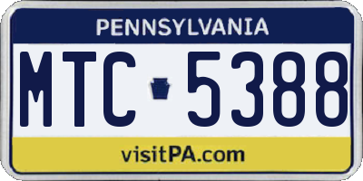 PA license plate MTC5388