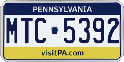 PA license plate MTC5392