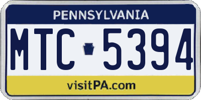 PA license plate MTC5394