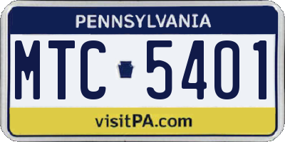 PA license plate MTC5401