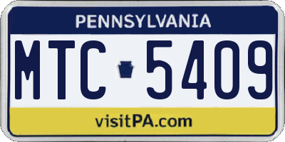 PA license plate MTC5409