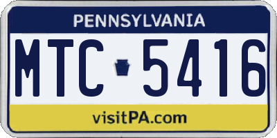PA license plate MTC5416