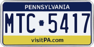 PA license plate MTC5417