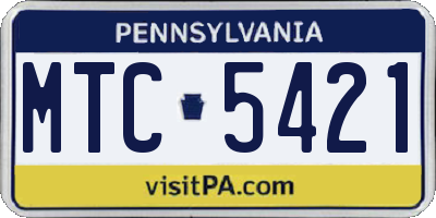PA license plate MTC5421