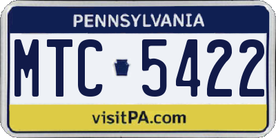PA license plate MTC5422