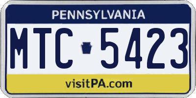 PA license plate MTC5423