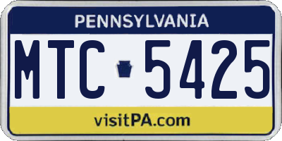 PA license plate MTC5425