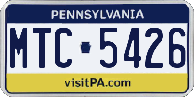PA license plate MTC5426