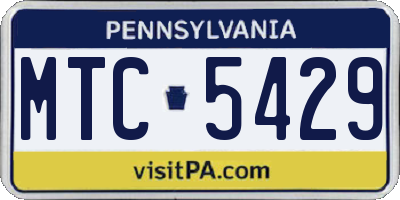 PA license plate MTC5429