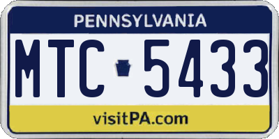 PA license plate MTC5433