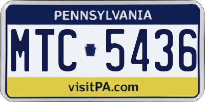 PA license plate MTC5436