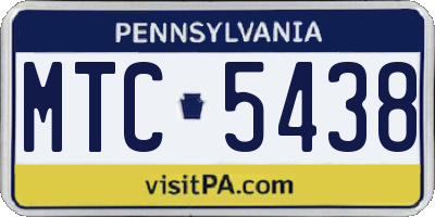 PA license plate MTC5438