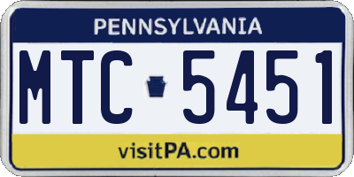 PA license plate MTC5451