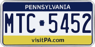 PA license plate MTC5452