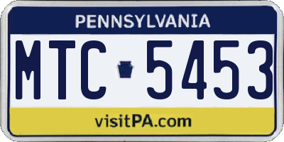 PA license plate MTC5453