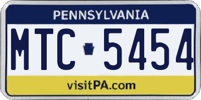 PA license plate MTC5454