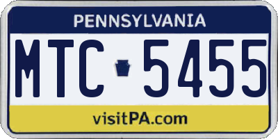 PA license plate MTC5455