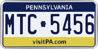 PA license plate MTC5456