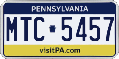 PA license plate MTC5457