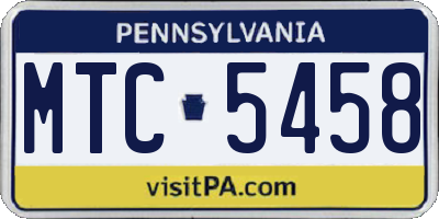 PA license plate MTC5458