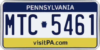 PA license plate MTC5461