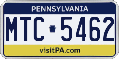 PA license plate MTC5462