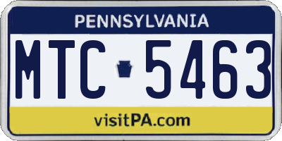 PA license plate MTC5463