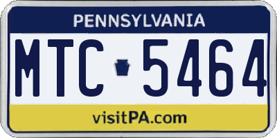 PA license plate MTC5464
