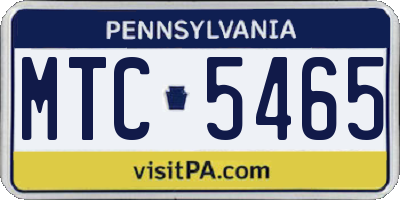 PA license plate MTC5465