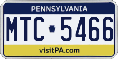 PA license plate MTC5466
